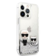 KLHCP13LGKCS Karl Lagerfeld Liquid Glitter Karl and Choupette -kotelo iPhone 13 Pro Silver. hinta ja tiedot | Karl Lagerfeld Puhelimet, älylaitteet ja kamerat | hobbyhall.fi