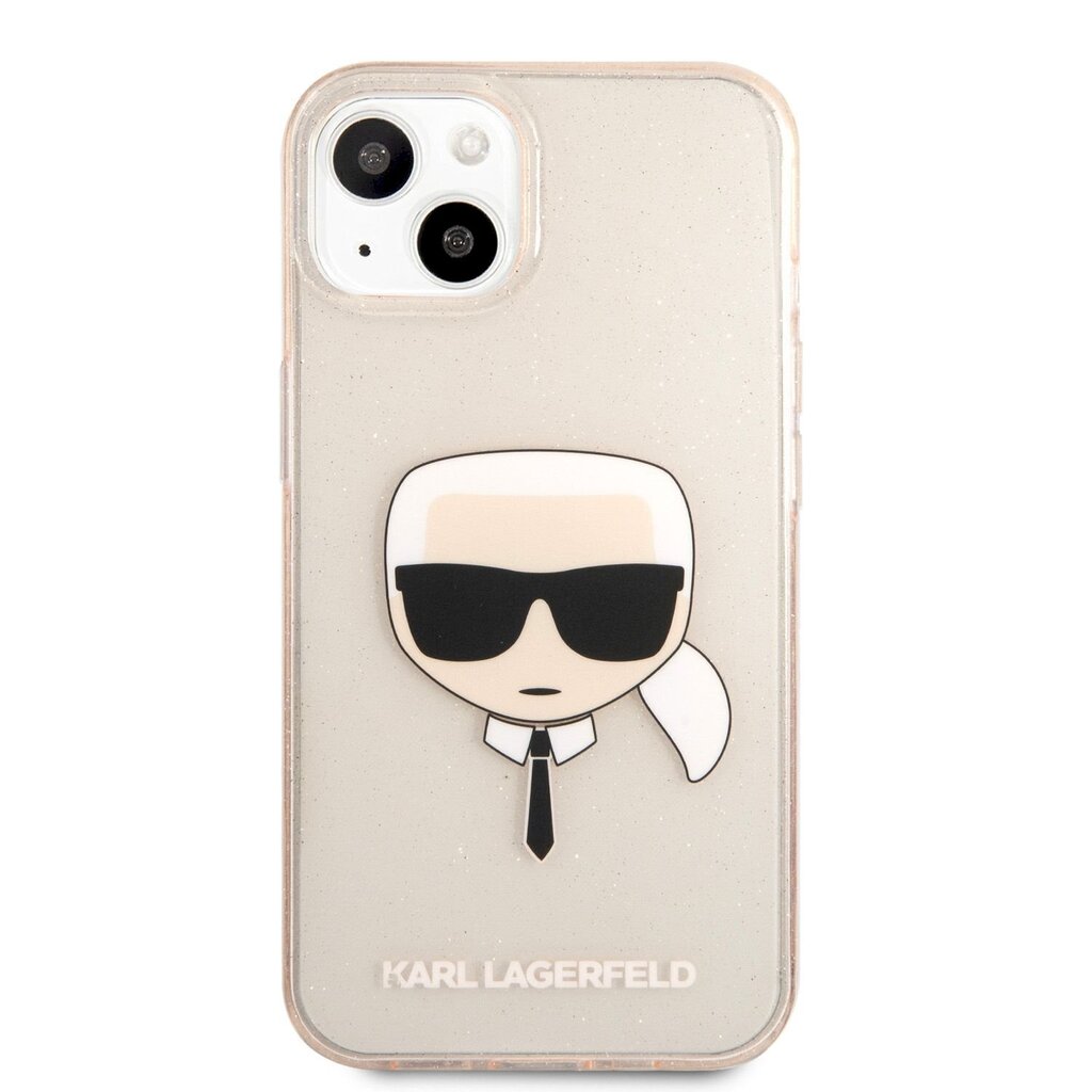 KLHCP13SKHTUGLGO Karl Lagerfeld TPU Full Glitter Karl Head kotelo iPhone 13 mini Gold:lle hinta ja tiedot | Puhelimen kuoret ja kotelot | hobbyhall.fi