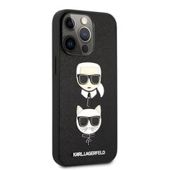 KLHCP13LSAKICKCBK Suojakotelo Karl Lagerfeld PU Saffiano Karl and Choupette Heads Case iPhone 13 Pro Black:lle hinta ja tiedot | Karl Lagerfeld Matkapuhelimet ja tarvikkeet | hobbyhall.fi