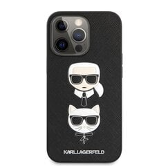 KLHCP13LSAKICKCBK Suojakotelo Karl Lagerfeld PU Saffiano Karl and Choupette Heads Case iPhone 13 Pro Black:lle hinta ja tiedot | Karl Lagerfeld Matkapuhelimet ja tarvikkeet | hobbyhall.fi