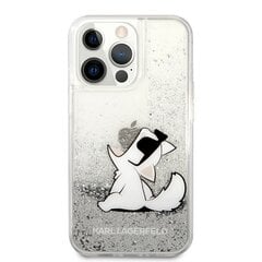 KLHCP13XGCFS Karl Lagerfeld Liquid Glitter Choupette Eat Case iPhone 13 Pro Max Hopea. hinta ja tiedot | Puhelimen kuoret ja kotelot | hobbyhall.fi