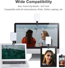 Tehokas ladattava videovalo, jossa edessä ja takana kiinnike, säädettävä 3 valaistustilaa matkapuhelimelle, iPhonelle, Androidille, iPadille, kierrokselle hinta ja tiedot | Kauneudenhoitotarvikkeet | hobbyhall.fi