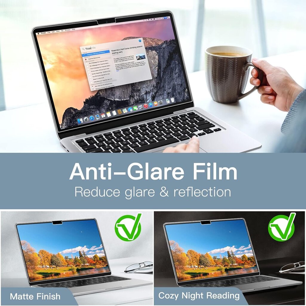 Näytönsuoja MacBook Air 13,6 tuumalle (malli 2024/2022, M3/M2), Anti-Glare Matte PET näytönsuoja, Anti sormenjälki hinta ja tiedot | Tablettien kotelot ja muut tarvikkeet | hobbyhall.fi