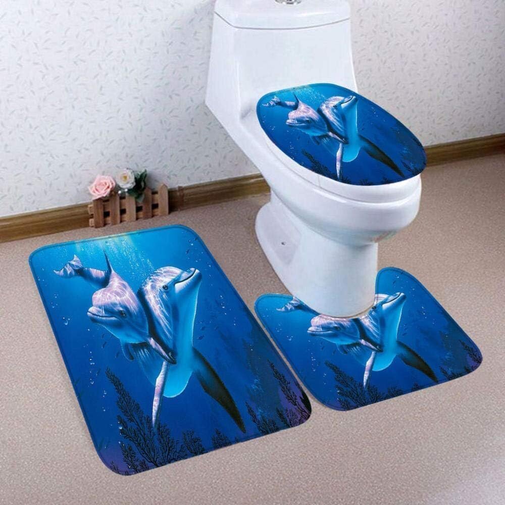 Kylpyhuoneen matot Blue Dolphin 3-osainen kylpymattosarja WC-istuimen päällinen ja matto Kylpyhuonesarja U-muotoinen mattomatto hinta ja tiedot | Kylpyhuoneen sisustus | hobbyhall.fi