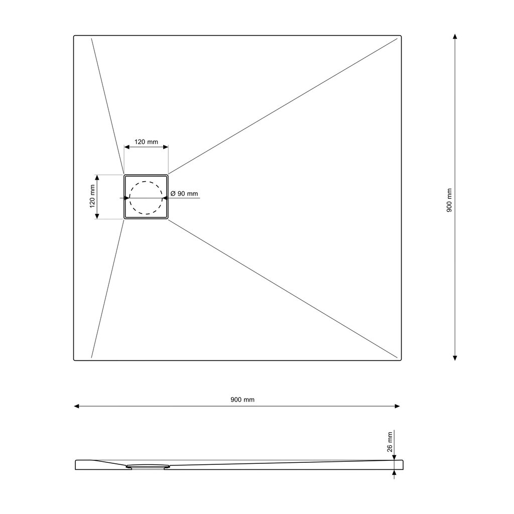 Graniittinen suihkutarjotin SMC Teja 90x90cm hinta ja tiedot | Suihkualtaat | hobbyhall.fi