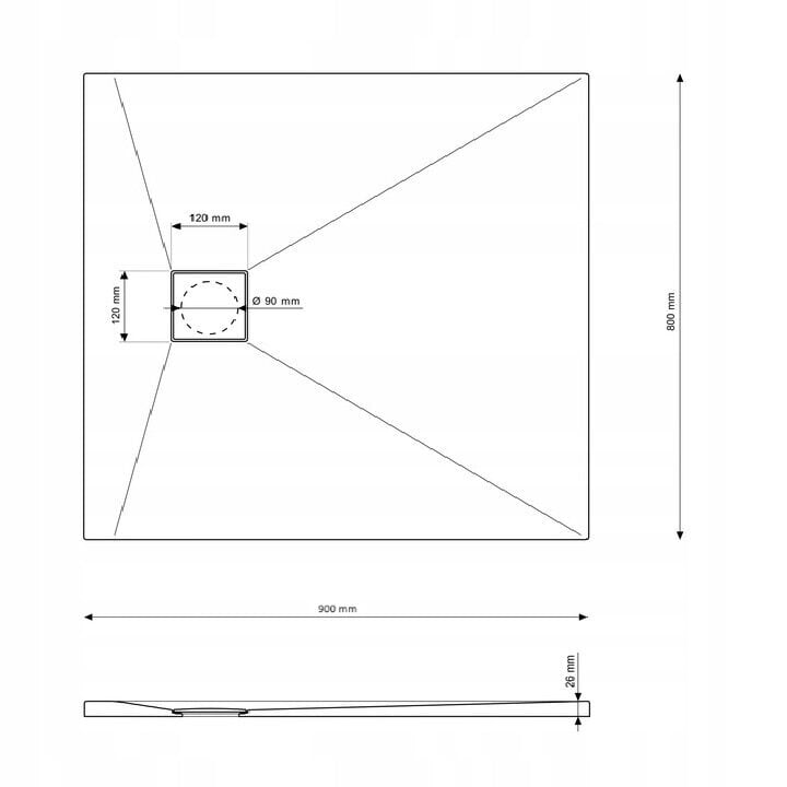 Graniittinen suihkutarjotin SMC Teja 90x80cm hinta ja tiedot | Suihkualtaat | hobbyhall.fi