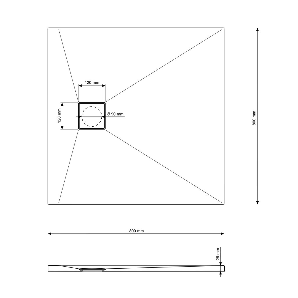 Graniittinen suihkutarjotin SMC Teja 80x80cm hinta ja tiedot | Suihkualtaat | hobbyhall.fi