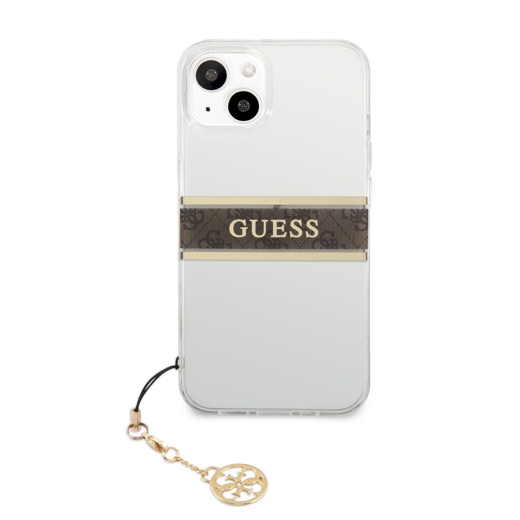 GUHCP13MKB4GBR Guess PU/TPU 4G Brown Stripe Case, iPhone 13, Transparent hinta ja tiedot | Puhelimen kuoret ja kotelot | hobbyhall.fi