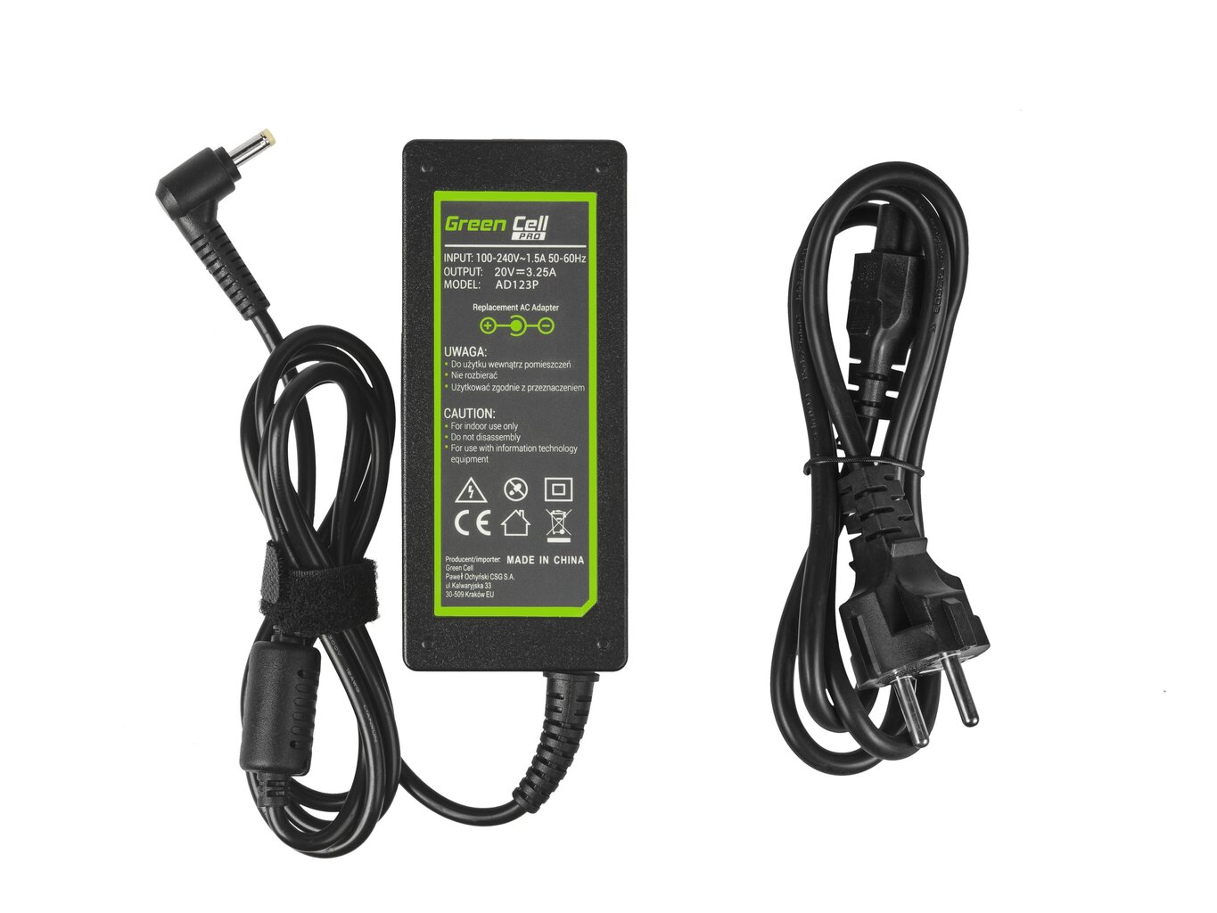 Green Cell 20V, 3.25A, 65W hinta ja tiedot | Kannettavien tietokoneiden laturit | hobbyhall.fi