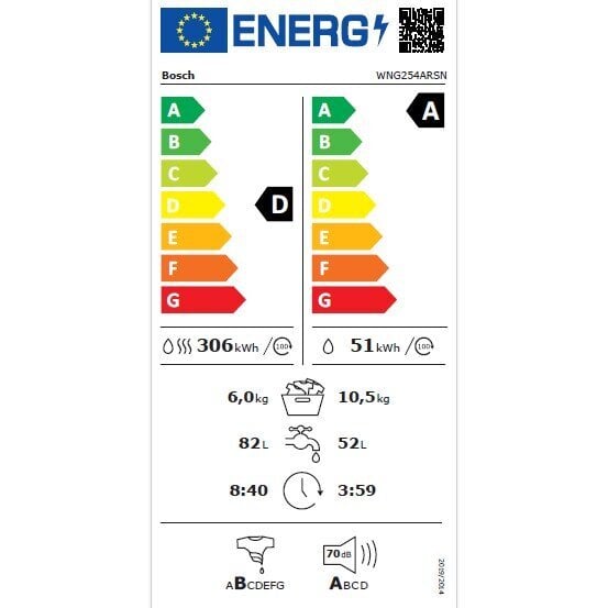 Bosch WNG254ARSN hinta ja tiedot | Pyykinpesukoneet | hobbyhall.fi