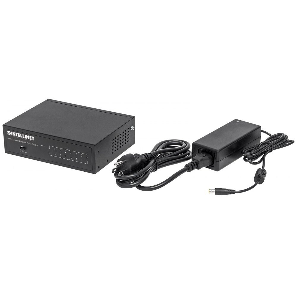 PoE+ kytkin Intellinet 561204: 8-porttinen Gigabit Ethernet -kytkin 8x 10/100/1000Mbps RJ45, PoE/PoE+ 60W, Porttien eristys - VLAN hinta ja tiedot | Verkkokytkimet | hobbyhall.fi