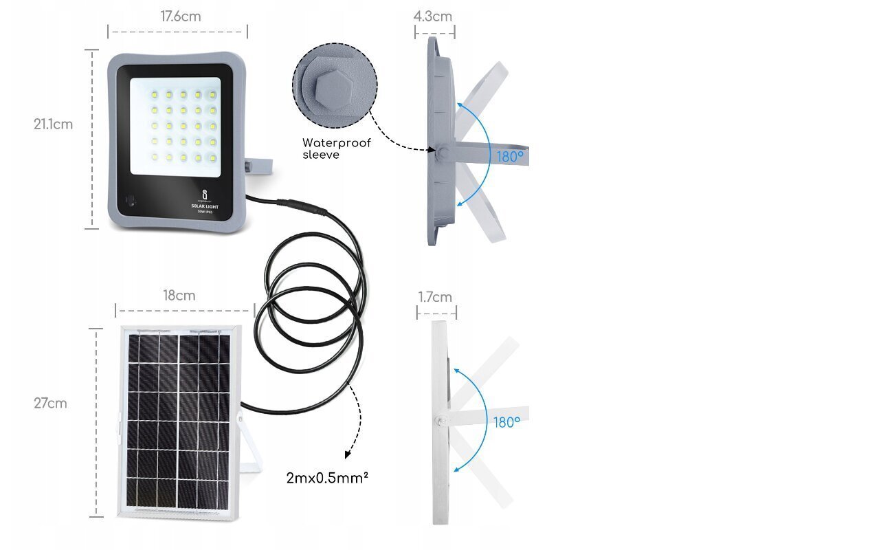 Ulkovalaisin aurinkoparistolla, 500lm 50W hinta ja tiedot | Puutarha- ja ulkovalot | hobbyhall.fi