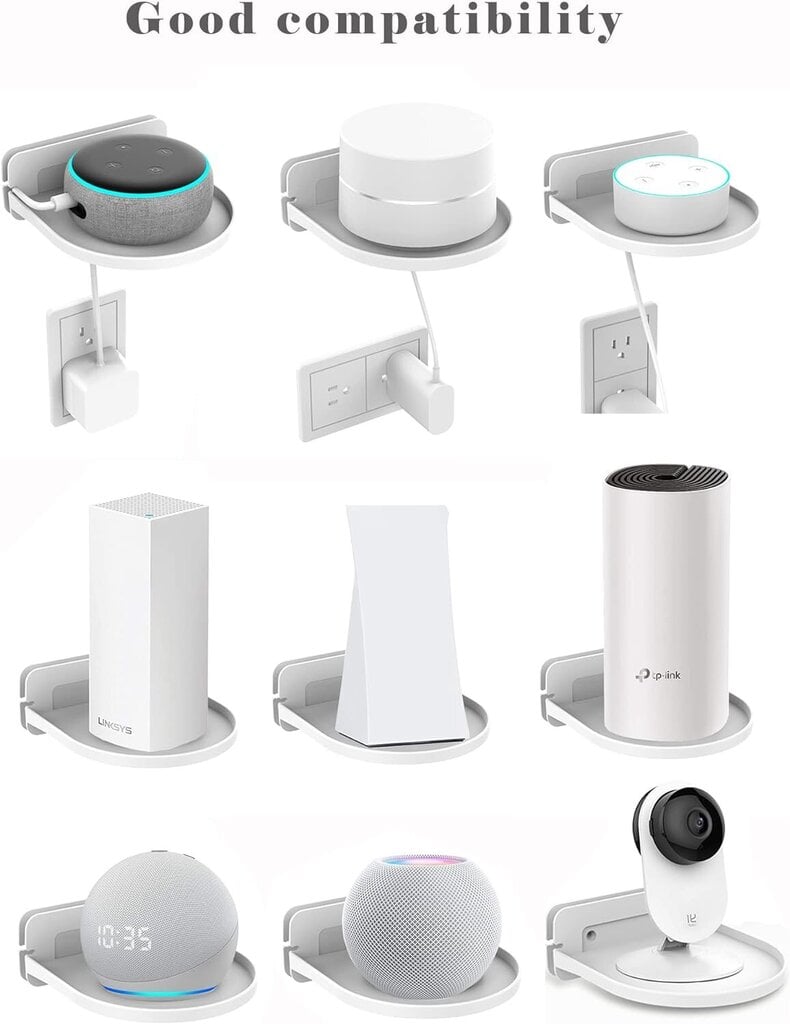 Universaali älykäs kaiutin seinäteline, pieni hyllyteline, yhteensopiva Google Home Mini/Home Pod Mini/Google WiFi/Nest WiFi/eero 6 Mesh W kanssa hinta ja tiedot | Näyttötelineet | hobbyhall.fi