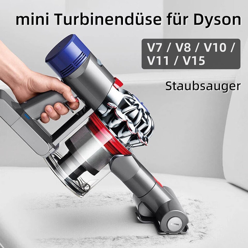 Turbiinisuutin Dyson V7 / V8 / V10 / V11 / V15 pölynimuriin, pikalukitusharjarulla sohvalle, turvaistuimeen, nojatuoliin, poistaa punkit ja hinta ja tiedot | Pölynimureiden lisätarvikkeet | hobbyhall.fi