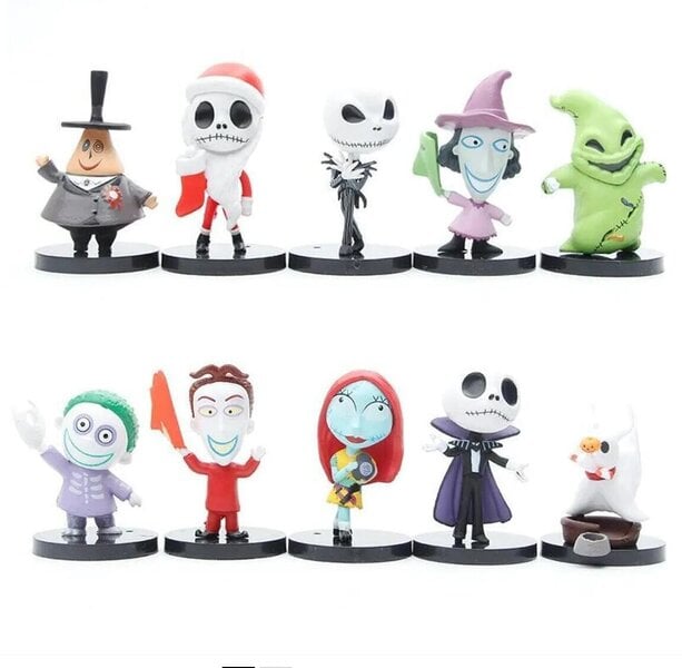 10 kpl 7cm Painajainen ennen joulua minifiguuri Jack Skellington Pelottava Hauska Halloween-nukkemalli Koristeet Lelu