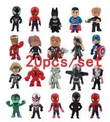 20 kpl Marvel Avengers Hulk Thor Spider Man myrkky kapteeni koristelu toimintahahmo kapselilelut hinta ja tiedot | Pienoismallit | hobbyhall.fi