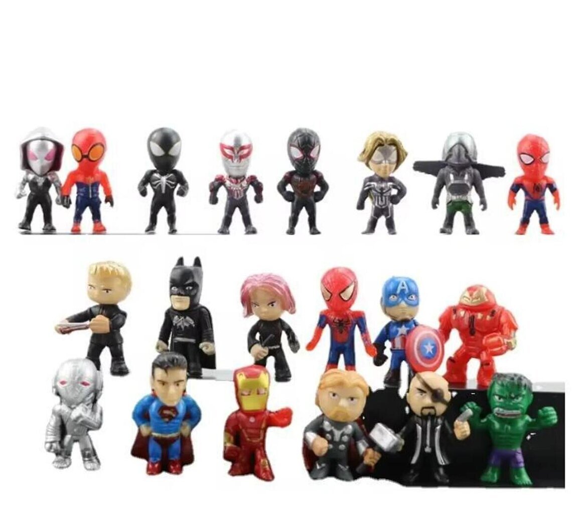 20 kpl Marvel Avengers Hulk Thor Spider Man myrkky kapteeni koristelu toimintahahmo kapselilelut hinta ja tiedot | Pienoismallit | hobbyhall.fi