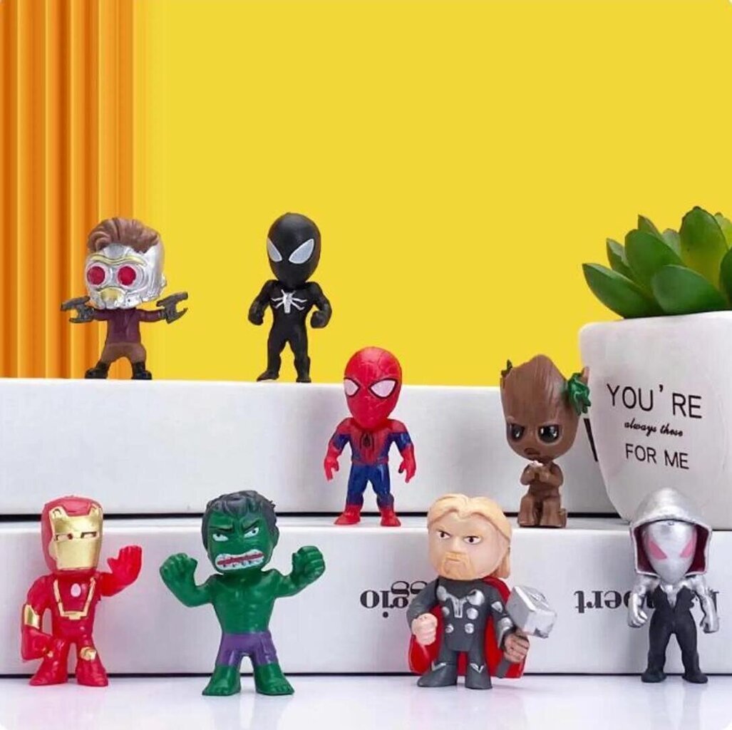 20 kpl Marvel Avengers Hulk Thor Spider Man myrkky kapteeni koristelu toimintahahmo kapselilelut hinta ja tiedot | Pienoismallit | hobbyhall.fi