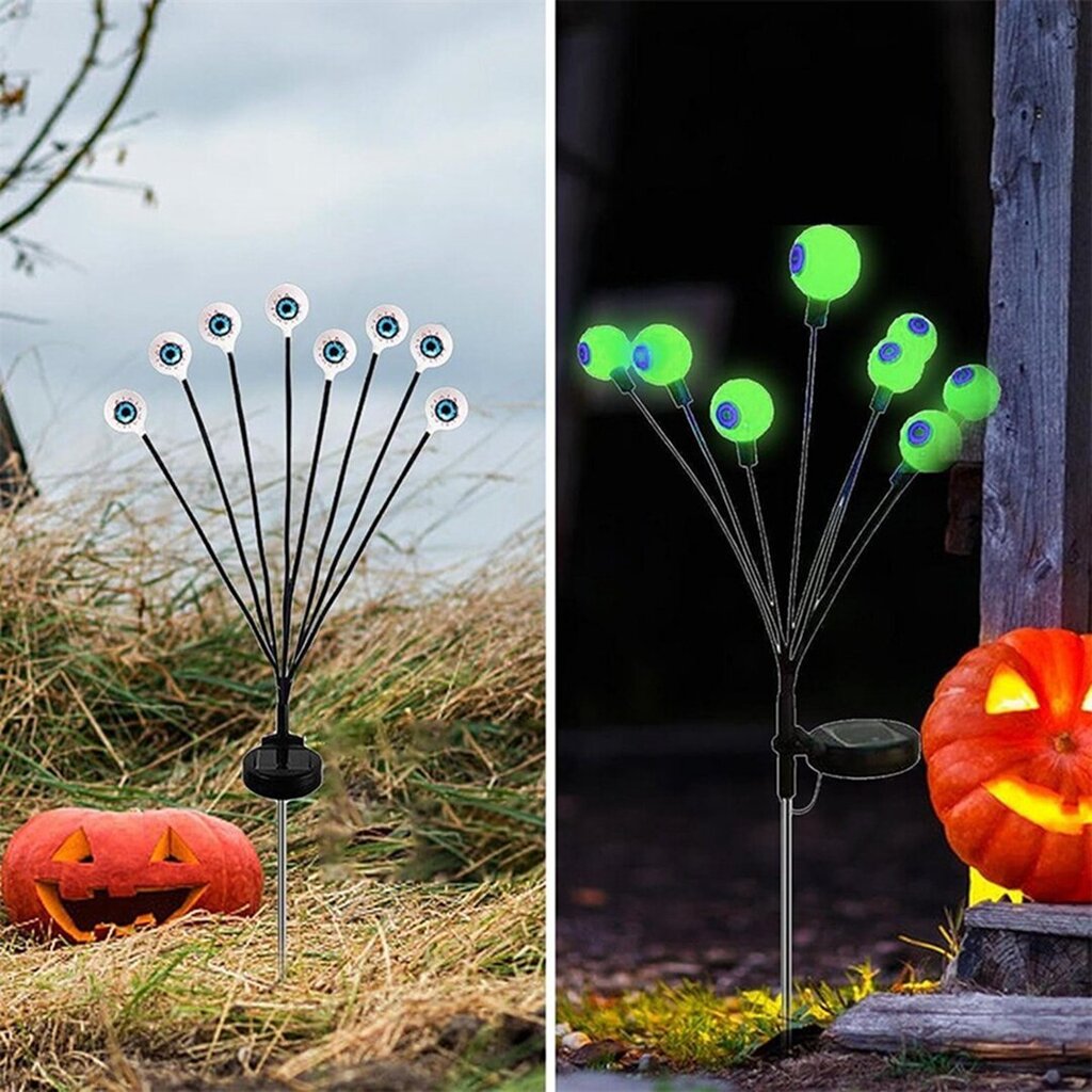 Halloween Solar Horror Eyeball Light, vihreä 1kpl hinta ja tiedot | Koristeet ja tarrat | hobbyhall.fi