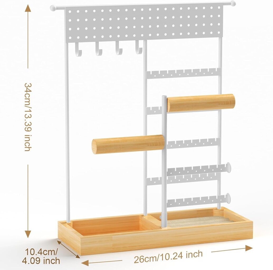 FINEW 4-palkki valkoinen metalli koruteline hyllyllä naisille hinta ja tiedot | Sisustustuotteet | hobbyhall.fi