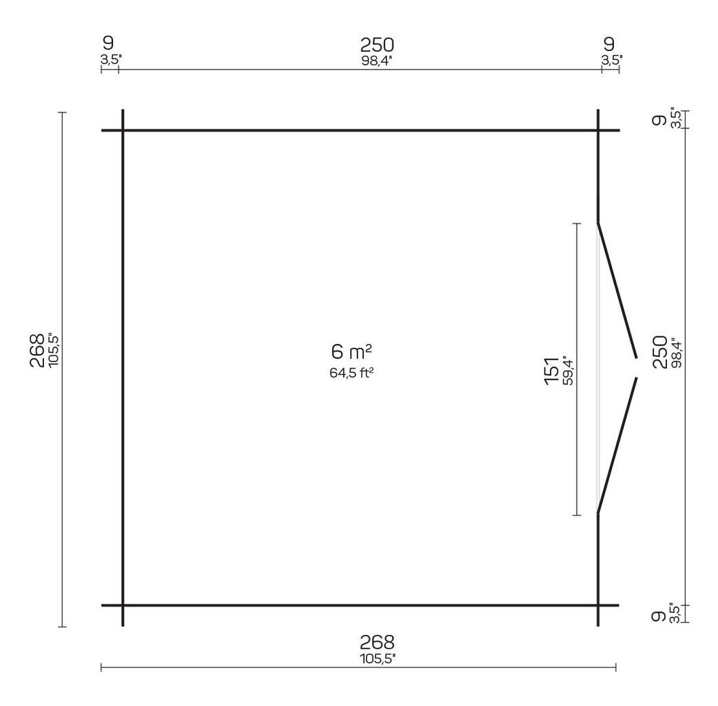 Hirsilato DAISY 6m2 rakomalli, vinot sivu- seinät hinta ja tiedot | Piharakennukset | hobbyhall.fi