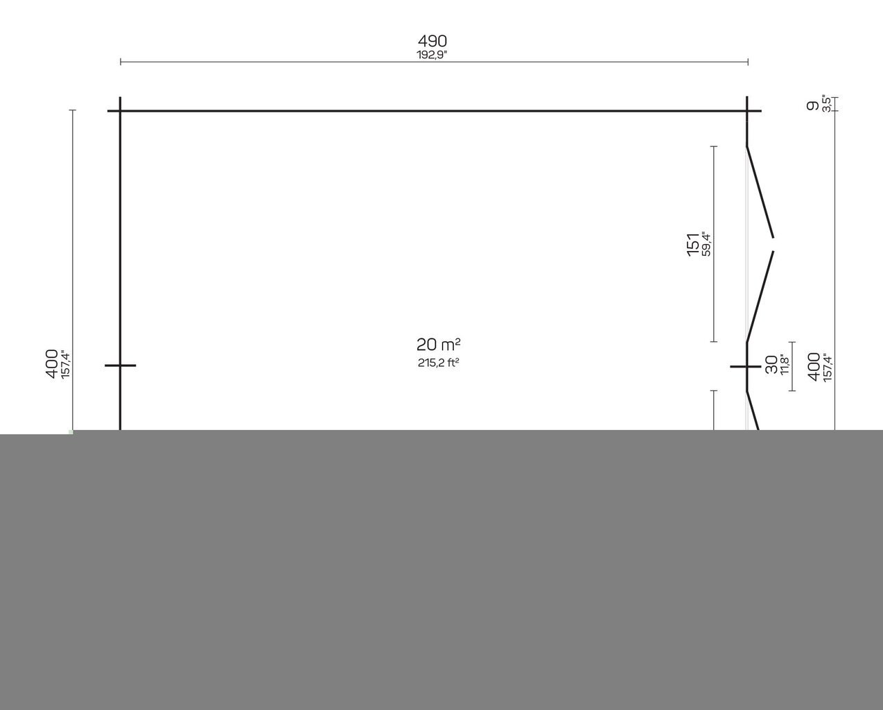 Hirsilato DAISY 20m2 rakomalli, vinot sivu- seinät hinta ja tiedot | Piharakennukset | hobbyhall.fi