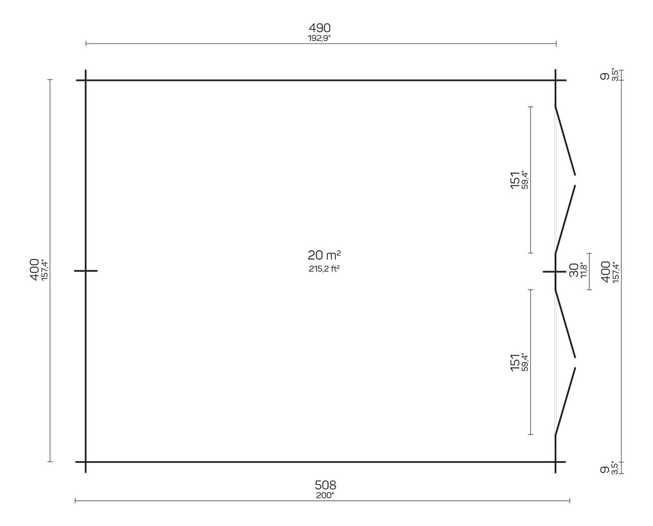 Hirsilato TOBIAS 20m2 rakomalli, suprat sivu- seinät hinta ja tiedot | Piharakennukset | hobbyhall.fi