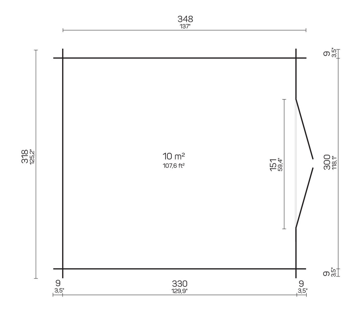 Hirsilato TOBIAS 10m2 rakomalli, suorat sivu- seinät hinta ja tiedot | Piharakennukset | hobbyhall.fi