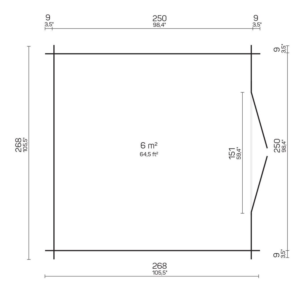 Hirsilato TOBIAS 6m2 rakomalli, suorat sivu- seinät hinta ja tiedot | Piharakennukset | hobbyhall.fi