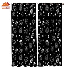 Halloween Black Witch Skull Moon Ennustaminen Ikkuna Verhot Olohuone Ulkoilu Kangas Verhot Verho Kodin sisustus hinta ja tiedot | Koristeet ja tarrat | hobbyhall.fi