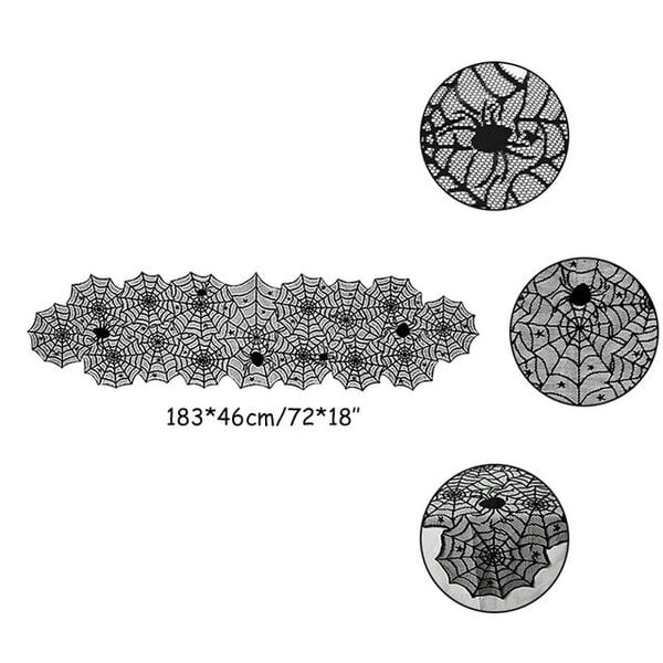 Halloween-sisustus pitsi hämähäkkiverkko luuranko kallo pöytäliina musta takkahuivi Tapahtuman koristelutarvikkeet