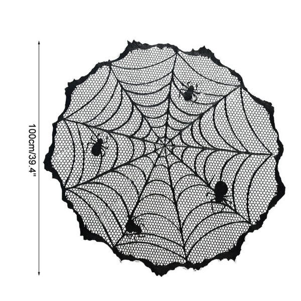 Halloween-sisustus pitsi hämähäkkiverkko luuranko kallo pöytäliina musta takkahuivi Tapahtuman koristelutarvikkeet
