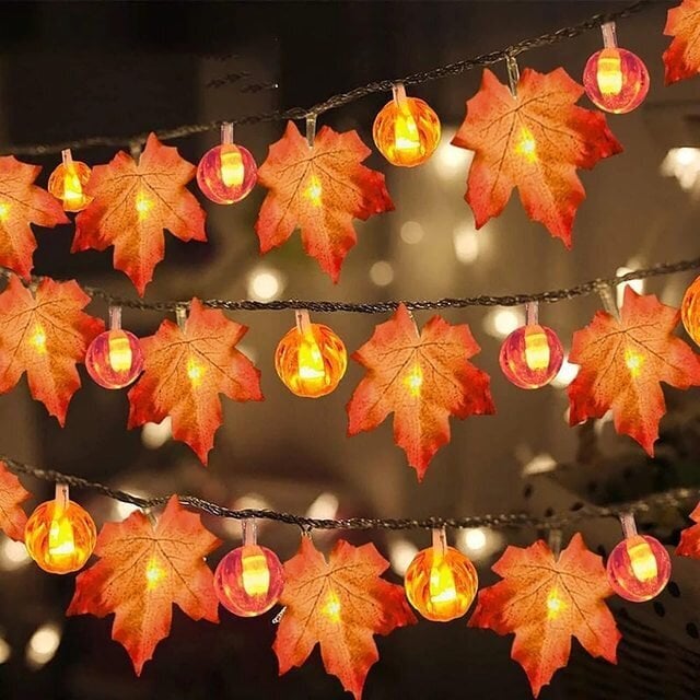 3M 20 LED kurpitsan vaahteranlehtinauha valot Garland Led Fairy Lights Halloween-sisustus Syksy Sisustus Syksyinen kodin sisustus hinta ja tiedot | Koristeet ja tarrat | hobbyhall.fi