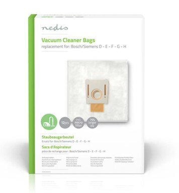 NEDIS DUBG220SIB12 Vacuum cleaner bags BOCSH / SIEMENS TYPE D / E / F / G / H ( 12 pcs.) hinta ja tiedot | Pölynimureiden lisätarvikkeet | hobbyhall.fi