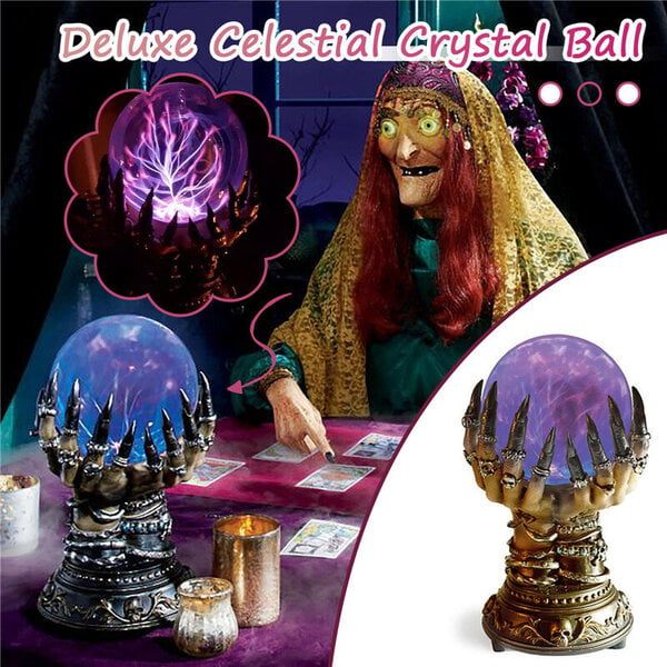 Hehkuva Halloween Celestial Crystal Ball Deluxe Creative Magic Skull Finger Luminous Plasma Ball Spooky Home Party Sisustus