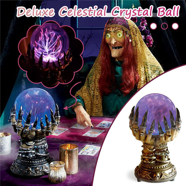 Hehkuva Halloween Celestial Crystal Ball Deluxe Creative Magic Skull Finger Luminous Plasma Ball Spooky Home Party Sisustus