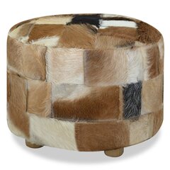 vidaXL Pyöreä Pouffe aito nahka 50 x 50 x 45 cm hinta ja tiedot | Säkkituolit, rahit ja penkit | hobbyhall.fi