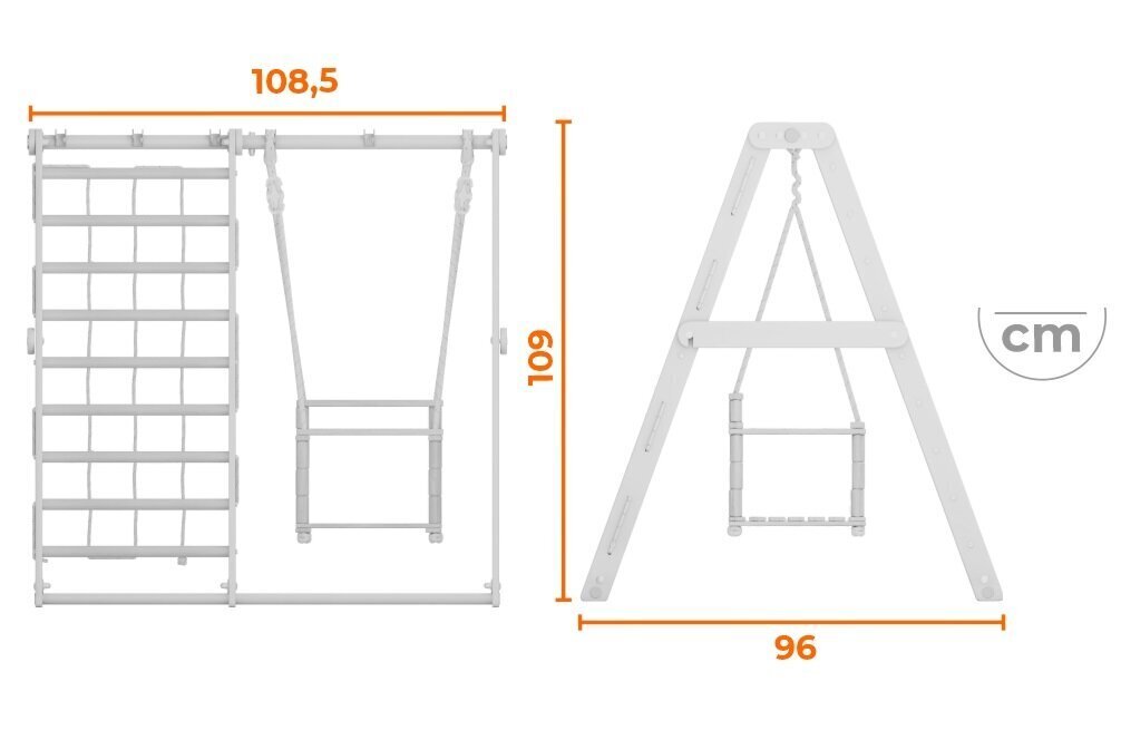 Monitoiminen puinen urheilukeskus Sanro R-Wood, 108,5x109x96 cm, valkoinen hinta ja tiedot | Puolapuut ja voimisteluseinät | hobbyhall.fi