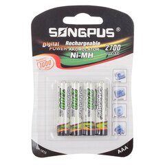 Ladattavat AAA-kennot Songpus AAA R3 2700mah 4kpl hinta ja tiedot | Paristot | hobbyhall.fi