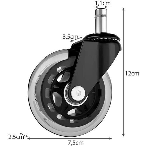 Toimistotuolin pyörät Vis Tiek, musta hinta ja tiedot | Kalustepyörät | hobbyhall.fi