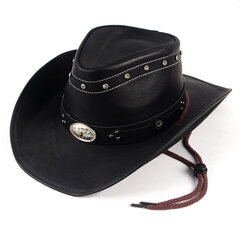 Klassiset unisex-nahkaiset Cowboy-hatut naiset Miehet Länsi-Cowboy-hattu isälle Gentleman Lady Sombrero Hombre Jazz Caps Hyvä paketti hinta ja tiedot | Miesten hatut, huivit ja käsineet | hobbyhall.fi