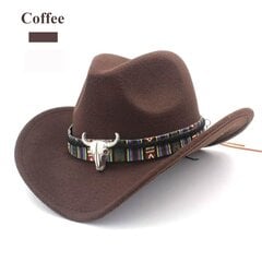 Etninen tyyli Cowboy-hattu Muoti Tyylikäs Unisex Yksivärinen Jazz-hattu härän muotoisella sisustuksella Länsi-Cowboy-hatut hinta ja tiedot | Miesten hatut, huivit ja käsineet | hobbyhall.fi