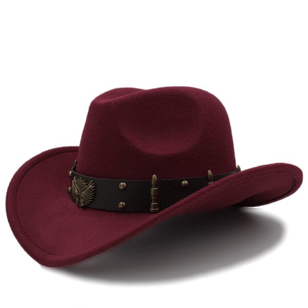 Naiset Miehet Musta Villa Chapeu Western Cowboy Hattu Gentleman Jazz Sombrero Hombre Lippalakki Isä Cowgirl Hatut Koko 56 58cm