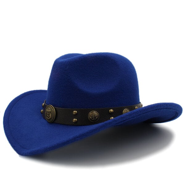 Naiset Miehet Musta Villa Chapeu Western Cowboy Hattu Gentleman Jazz Sombrero Hombre Lippalakki Isä Cowgirl Hatut Koko 56 58cm