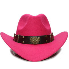 Lapsi Lapsi Poika Tyttö Retro Kaksi Tyttöä Nahkanauha Villa Huopa Leveälierinen Cowboy Länsihattu Cowgirl Bowler Sombrero Lippalakki 54cm Säädä hinta ja tiedot | Miesten hatut, huivit ja käsineet | hobbyhall.fi