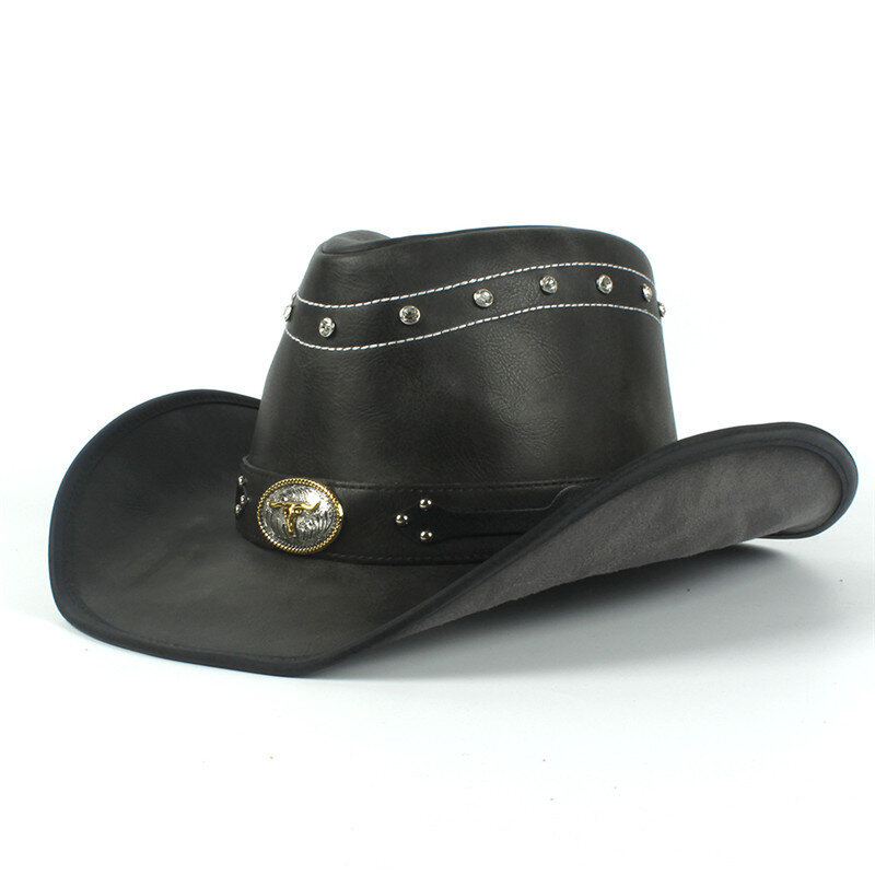 100 % nahkaa miesten länsimainen Cowboy-hattu herrasmiehelle isälle Jazz Sombrero Hombre lippalakit Koko 58 59cm 36 Stlye hinta ja tiedot | Miesten hatut, huivit ja käsineet | hobbyhall.fi