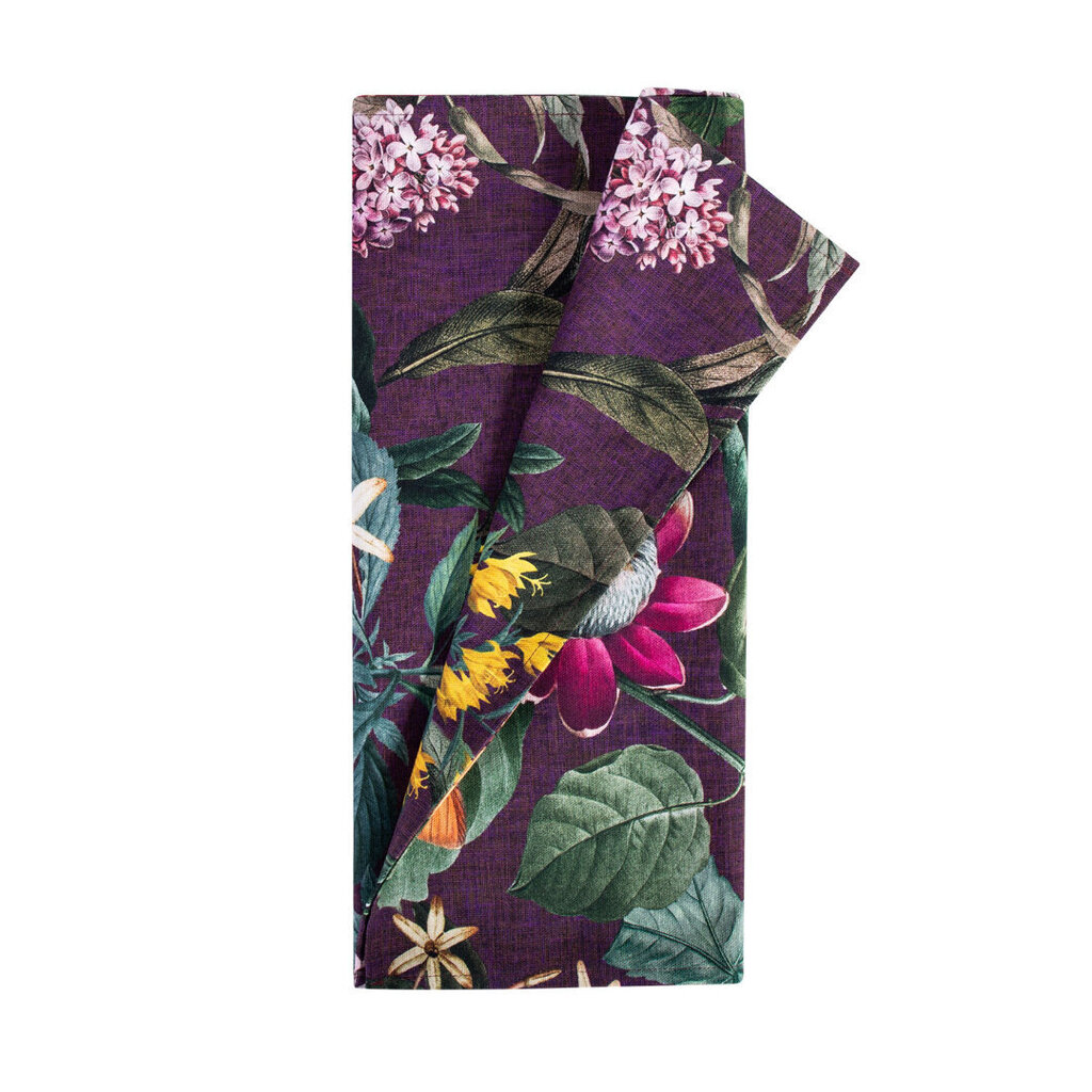 Kaitaliina AMAZONIA 43x116cm, kukat/ violetti kangas, 100%puuvilla, kangas 249 hinta ja tiedot | Pöytäliinat, tabletit ja lautasliinat | hobbyhall.fi