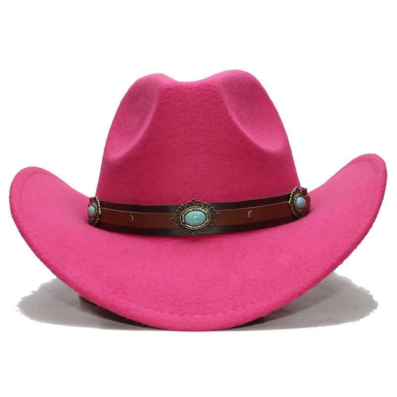 Retro turkoosi helmi nahkanauha naiset miehet lapsi lapsi villa huopa leveä reuna Cowboy länsihattu Cowgirl lämmin lippalakki 61cm 57cm 54cm hinta ja tiedot | Miesten hatut, huivit ja käsineet | hobbyhall.fi