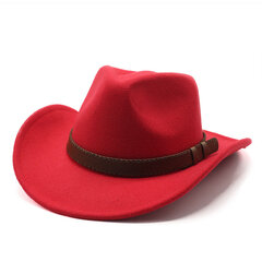 Naisten miesten talvivillainen länsimainen Cowboy-hattu muotivyöllä Cowgirl Jazz Toca Sombrero Cap Godfather Cap hinta ja tiedot | Miesten hatut, huivit ja käsineet | hobbyhall.fi