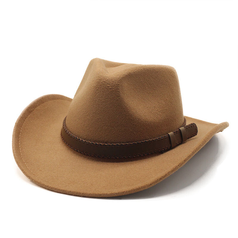 Naisten miesten talvivillainen länsimainen Cowboy-hattu muotivyöllä Cowgirl Jazz Toca Sombrero Cap Godfather Cap hinta ja tiedot | Miesten hatut, huivit ja käsineet | hobbyhall.fi